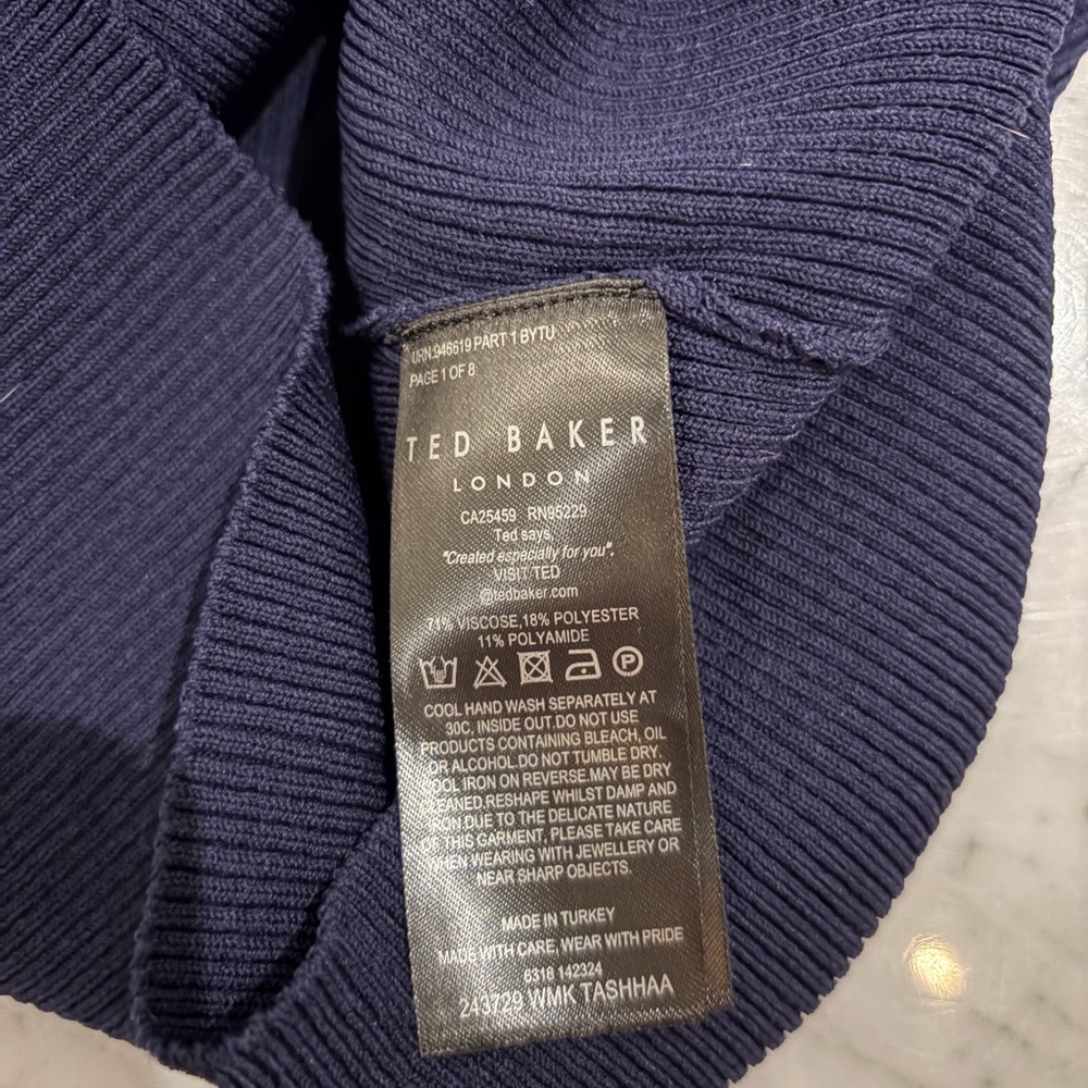 Ted Baker Dark Blue Short Sleeve Top - Picture 3 of 4